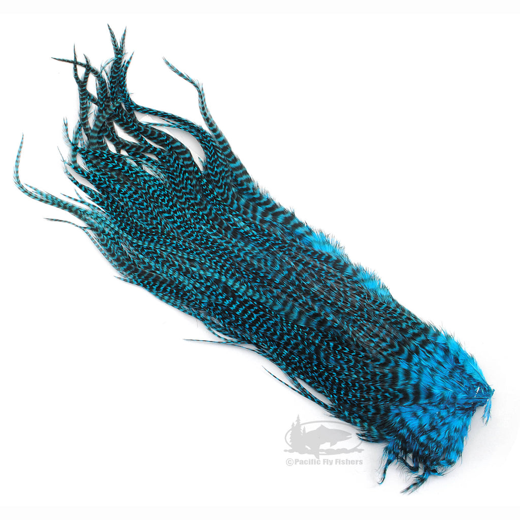 Hareline Half Grizzly Saddles - Teal Blue