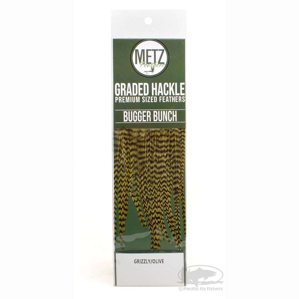 Metz Graded Hackle Bugger Bunch - Olive Grizzly