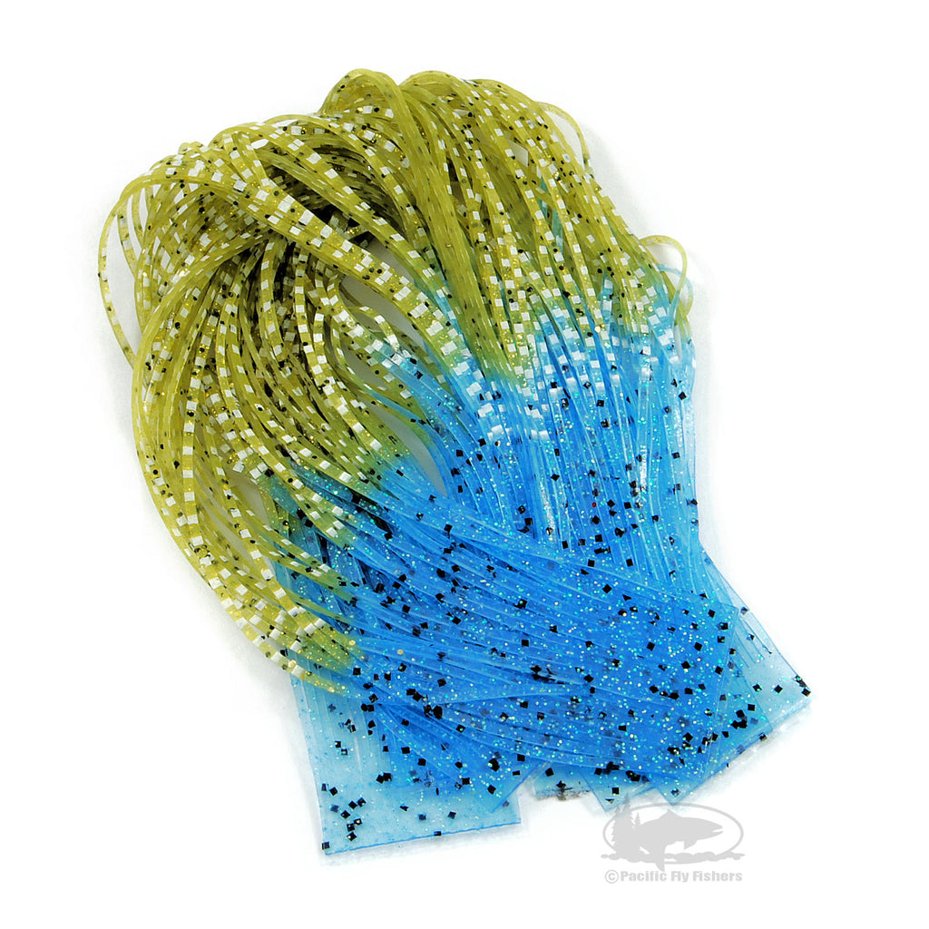 Hareline Crab Crusher Legs - Blue White Barred Olive
