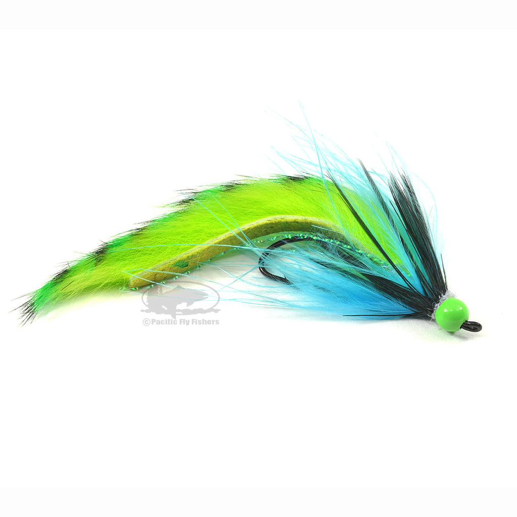 Pay Dirt - Herring - Chartreuse and Blue - Silver Coho Salmon Flies