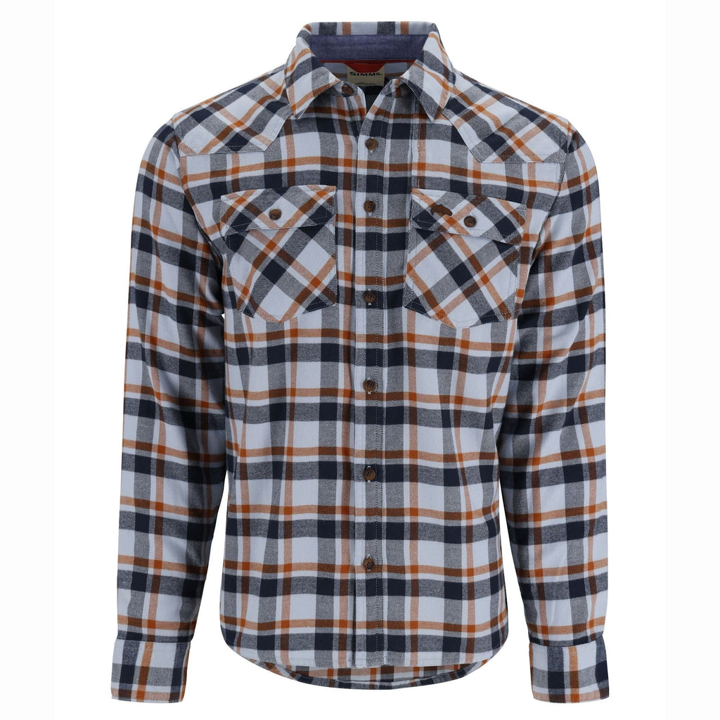 Simms Men's Santee Flannel - Steel Blue Shadow Box Plaid