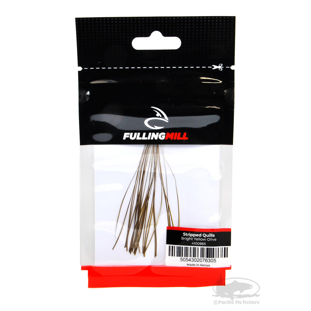 Fulling Mill Stripped Quills - Bright Yellow Olive - Peacock Eye Quills
