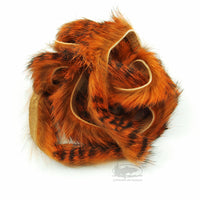 Black Barred Magnum Rabbit Strips - Crawfish Orange - Fly Tying Materials