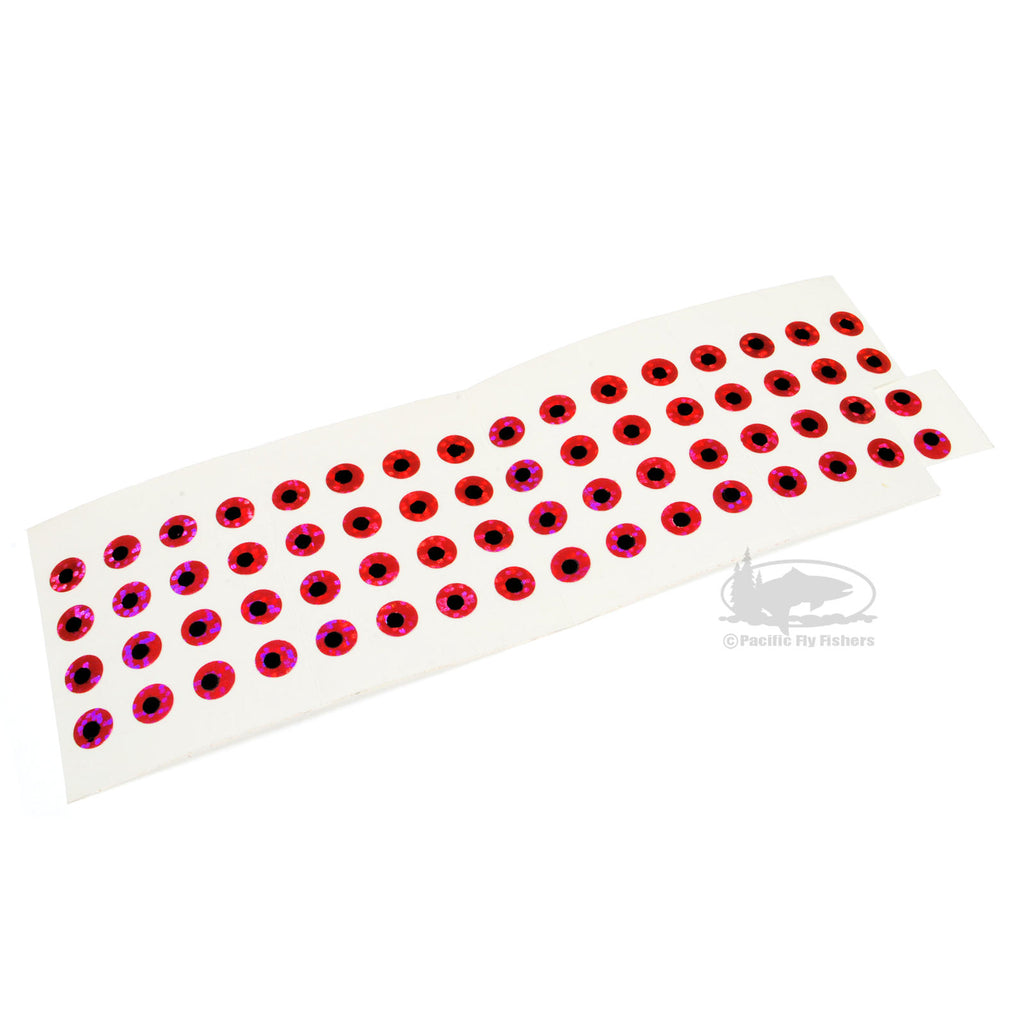 Flat Stick-On Eyes - Adhesive Tape Fly Tying Eyes - Red Prism