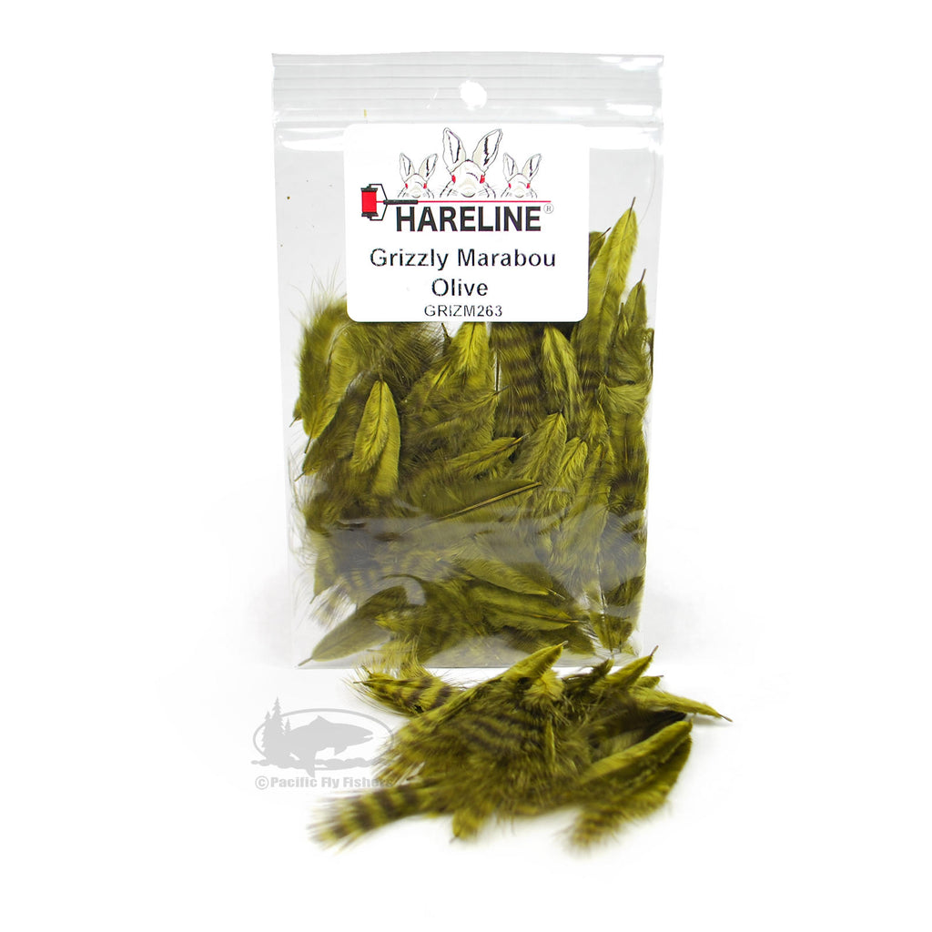 Grizzly Marabou, Chickabou - Olive - Feathers - Fly Tying Materials