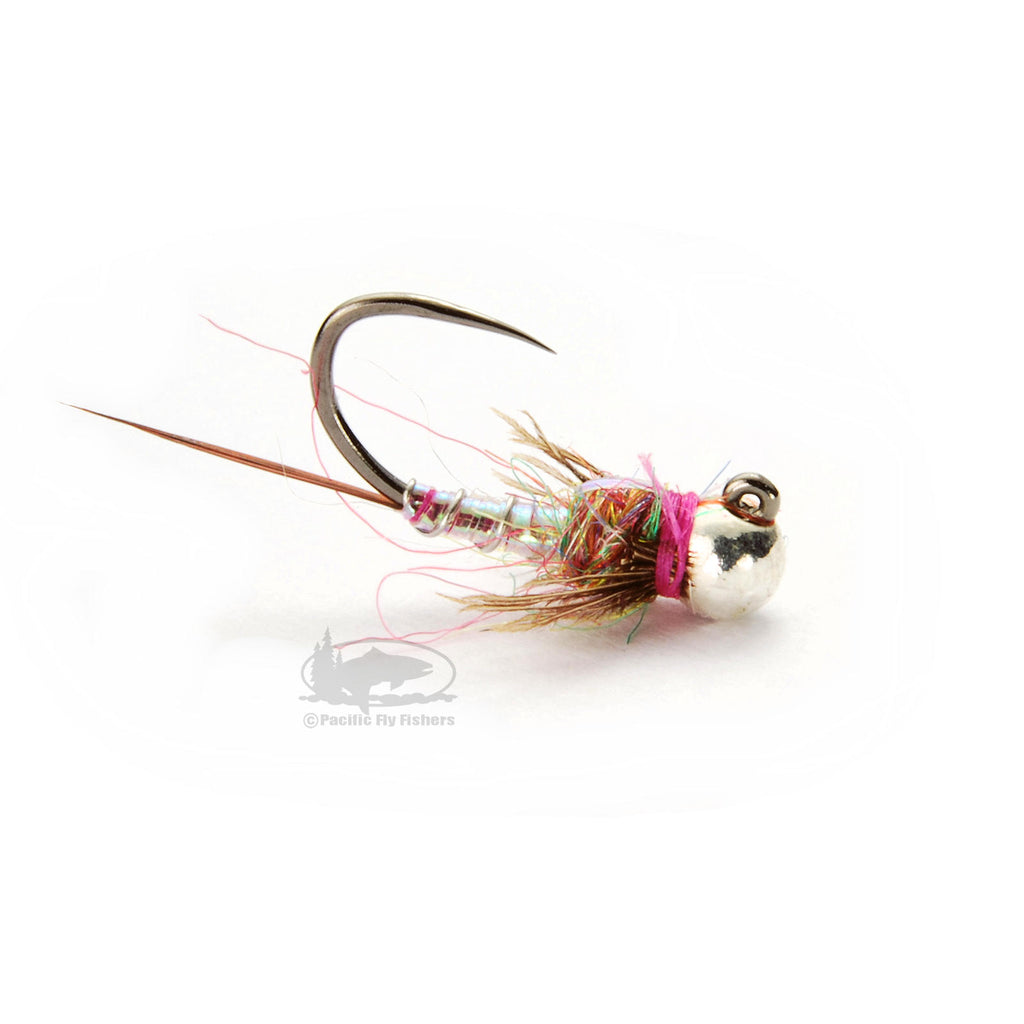 Jig Lightning Bug - Pearl - Tungsten Nymph - Fly Fishing Flies