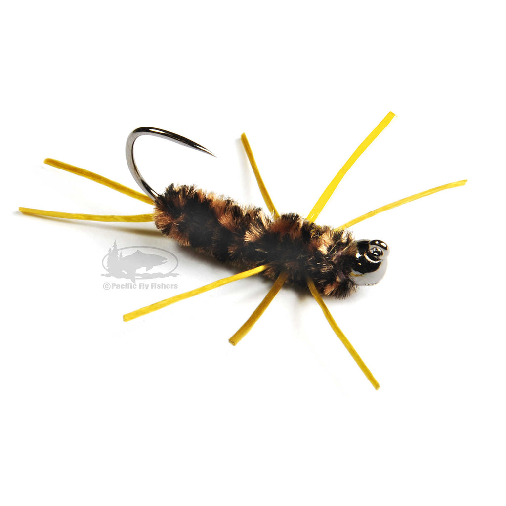 Jiggy Pat's - Black and Tan - Jig Stonefly Nymph - Pat's Rubber Legs