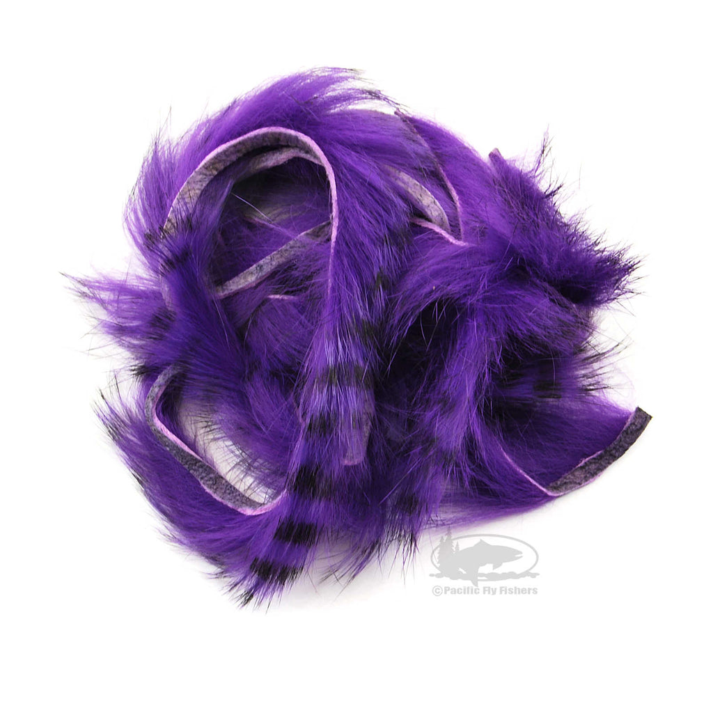Micro Pulsator Strips - Black Barred Bright Purple - Narrow Cut Rabbit Strips