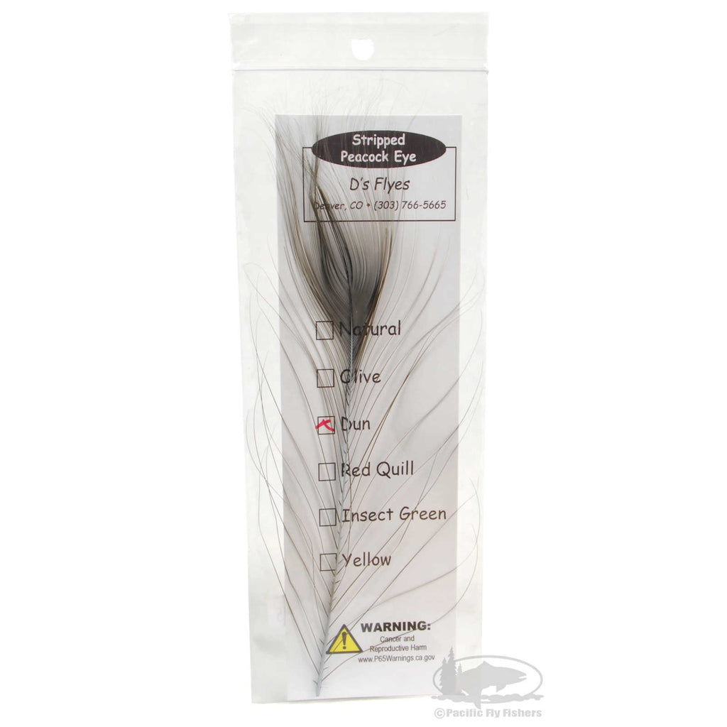 D's Flyes Stripped Peacock Eye Quills - Dun - Fly Tying Materials