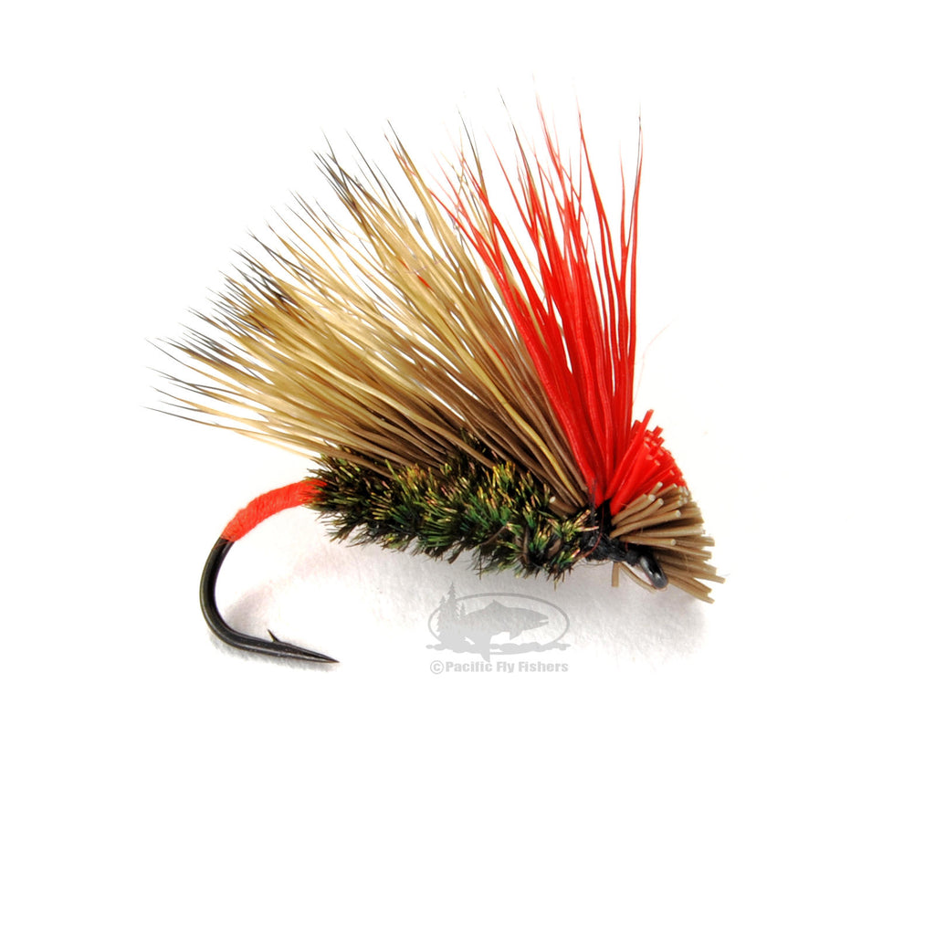 The Gunch - Peacock & Orange - Caddis Dry - Traveling Sedge - Fly Fishing Flies