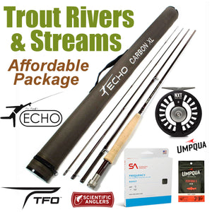 Trout River & Streams Affordable Rod & Reel Fly Fishing Complete Package Outfit