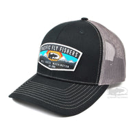 Pacific Fly Fishers Patch Trucker -  Sunset Logo - Black