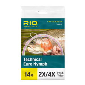 RIO Technical Euro Nymph Leaders - Chartreuse Pink & Yellow